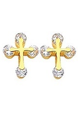 beautiful yellow gold baby earrings with a cross 